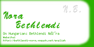 nora bethlendi business card